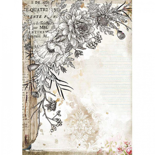 Ryžový papier - A4 - Romantic Journal stylized flower