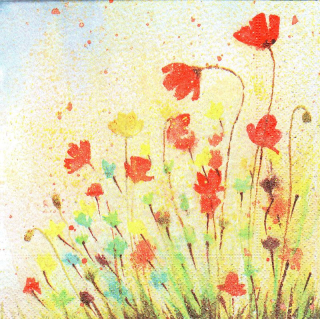 Servítka - akvarelové kvety - motív č. 4