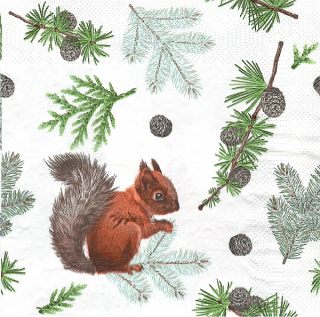 Servítka - motív č. 23 - zima, veverička
