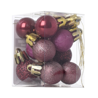 Vianočné gule plastové - 2 cm - fialová - 12 ks