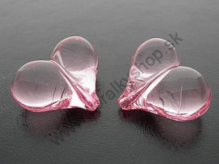 Plastová korálka - srdce - 36 x 28 mm - ružová - 1 ks