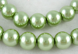 Voskované perly 6mm - zelená - 10ks