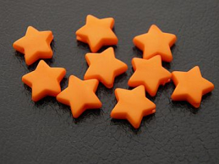 Plastové korálky - hviezdičky - oranžové -  10 ks