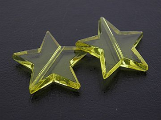 Plastové korálky - hviezdy - žlté -  2 ks