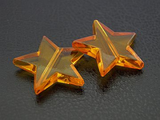 Plastové korálky - hviezdy - oranžové -  2 ks
