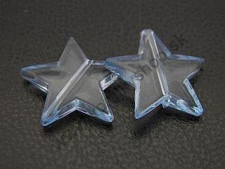 Plastové korálky - hviezdy - bledomodré -  2 ks