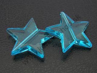 Plastové korálky - hviezdy - tyrkysové -  2 ks