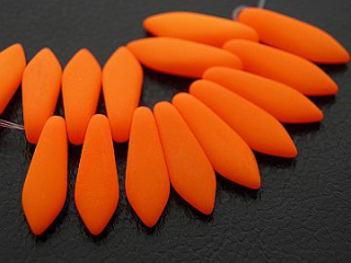 Sklenená korálka-jazýček -15,5x5mm- oranžová -NEON -10 ks