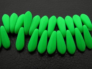 Sklenená korálka jazýček -10x3mm- zelená - NEON - 20 ks