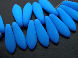 Sklenená korálka-jazýček -15,5x5mm- modrá svetlá - NEON -10 ks