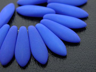 Sklenená korálka-jazýček -15,5x5mm- modrá tmavá - NEON UV - 15 ks