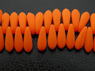 Sklenená korálka jazýček -10x3mm- oranžová - NEON - 20 ks