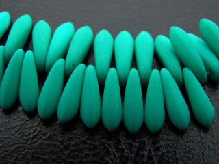 Sklenená korálka jazýček -10x3mm- zelená smaragdová - NEON - 20 ks