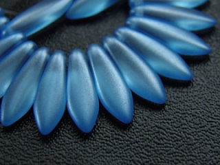 Sklenená korálka jazýček -16x5mm- modrá  - 10 ks