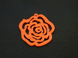Drevený filigrán - ruža - oranžová NEON - 1 kus