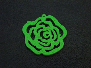 Drevený filigrán - ruža - zelená NEON - 1 kus
