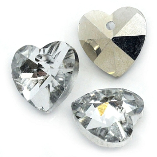 Brúsená korálka - srdce - crystal - 1 ks