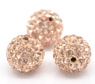 Shamballa korálka - 10 mm - krémová - 1 ks
