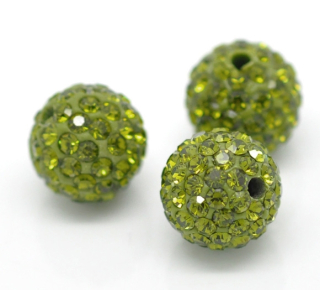 Shamballa korálka - 10 mm - zelená - 1 ks