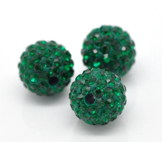 Shamballa korálka - 10 mm - zelená - 1 ks