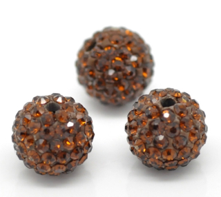 Shamballa korálka - 10 mm - hnedá - 1 ks