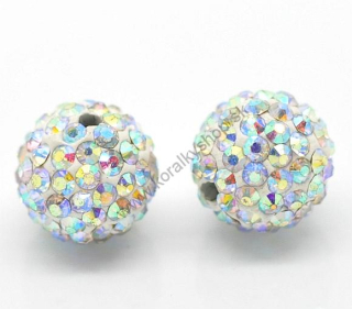 Shamballa korálka - 10 mm - crystal AB - 1 ks