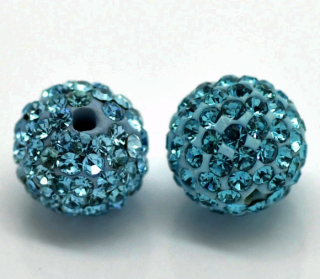 Shamballa korálka - 10 mm - tyrkysová - 1 ks