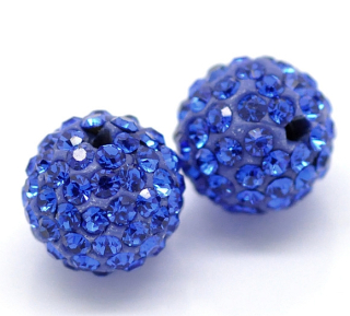 Shamballa korálka - 10 mm - modrá - 1 ks