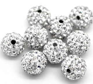 Shamballa korálka - 8 mm - crystal  - 1 ks