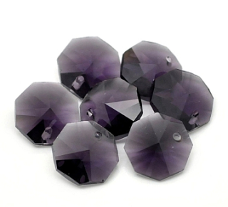 Brúsená korálka - octagon - fialová - 1 ks