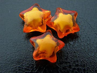 Plastové korálky hviezdy - oranžové- 5 ks