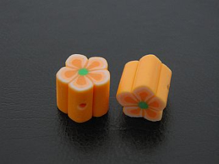 FIMO korálka - kvietok - oranžová - 1ks