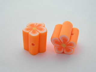 FIMO korálka - kvietok - oranžová NEON - 1ks