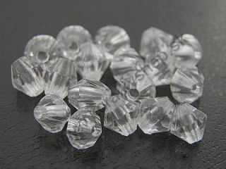 Brúsené korálky plastové - 6 mm - crystal - 20 ks