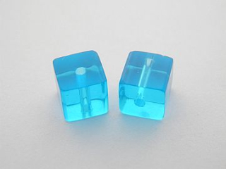 Sklenená korálka kocka -6x6mm- modrá - 10 ks