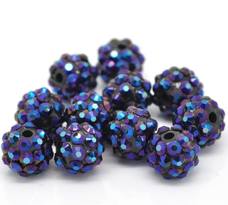 Shamballa korálka - 12 mm - modrá- 1 ks