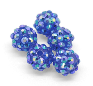 Shamballa korálka - 12 mm - modrá - 1 ks