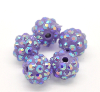 Shamballa korálka - 12 mm - fialová - 1 ks