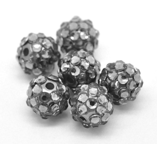 Shamballa korálka - 12 mm - sivá - 1 ks