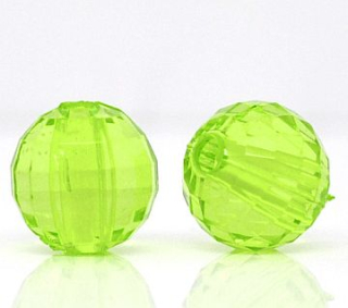 Plastová korálka - guľa - zelená-  20 ks