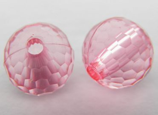 Plastová korálka - guľa - ružová -  20 ks