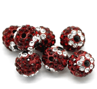 Shamballa korálka - 10 mm - bordová - 1 ks