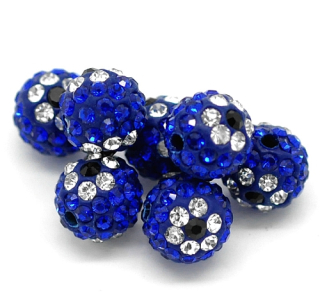 Shamballa korálka - 10 mm - modrá - 1 ks