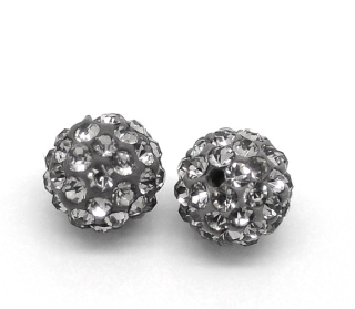 Shamballa korálka - 8 mm - sivá  - 1 ks