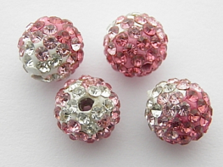 Shamballa korálka - 10 mm - ružová - 1 ks