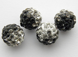 Shamballa korálka - 10 mm - čierna - 1 ks