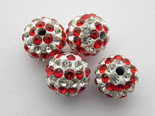 Shamballa korálka - 10 mm - červená - 1 ks