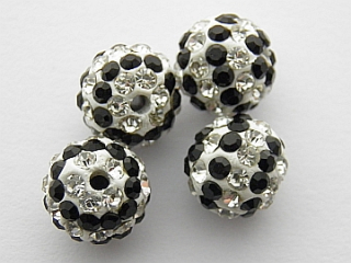 Shamballa korálka - 10 mm - čierna - 1 ks