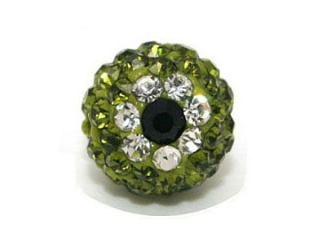 Shamballa korálka - 10 mm - zelená - 1 ks