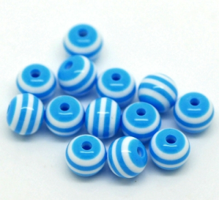 Živicové korálky 8 mm - modrá - 5 ks